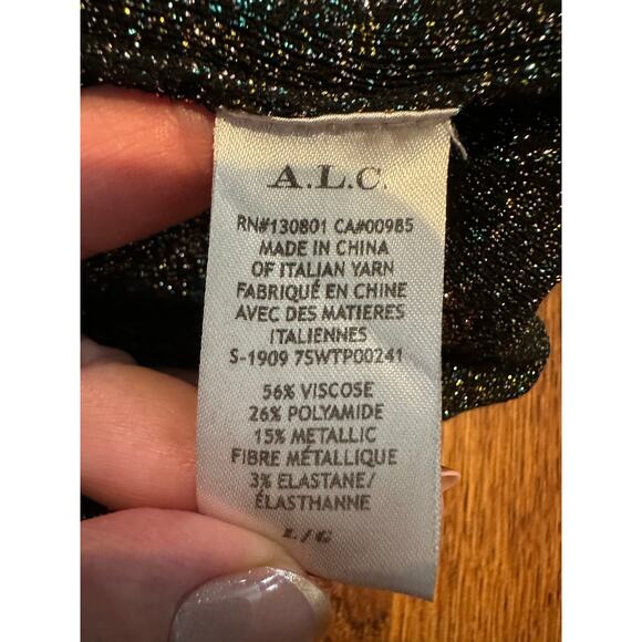 A.L.C. Women’s Mariam Metallic Crop Tank Top Black Size Large – Statement Piece - Picture 5 of 7